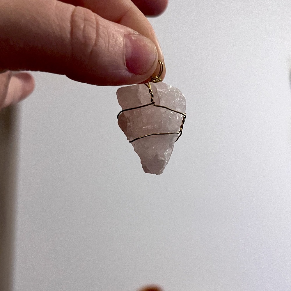 Handmade Wrapped Rose Quartz Pendant